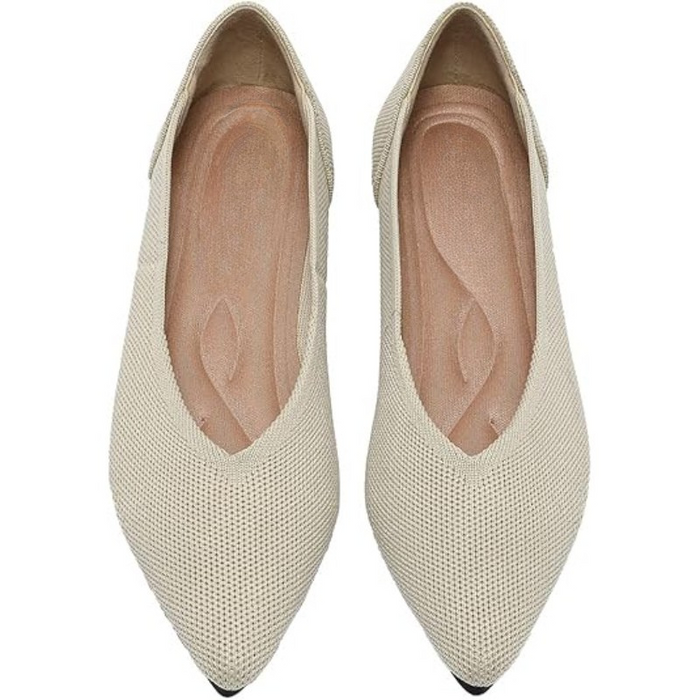 Memory Foam Insole Textured Knit Slip On Flats