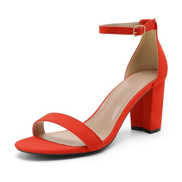 Adjustable Buckle Suede Pump Chunky Sandals