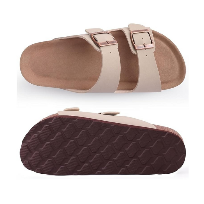 Non Slip Sole Cork Footbed Sandals With Adjustable Buckle