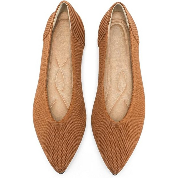 Memory Foam Insole Textured Knit Slip On Flats