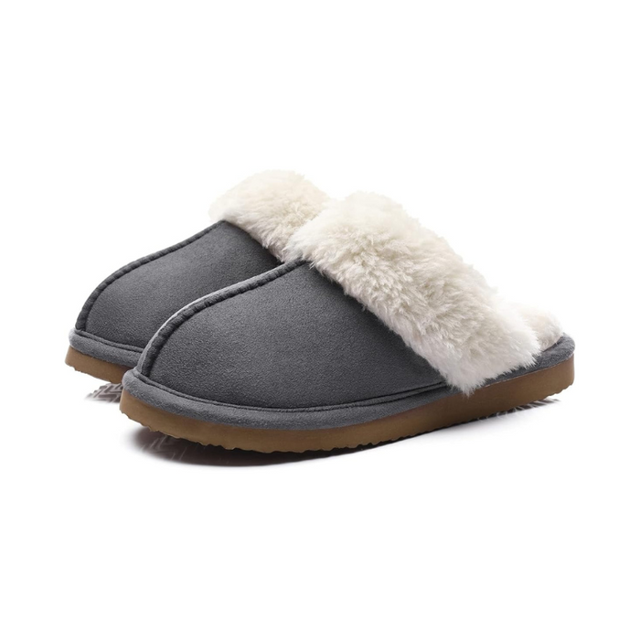 Faux Fur Lining Fuzzy Pull On Slippers With Memory Foam