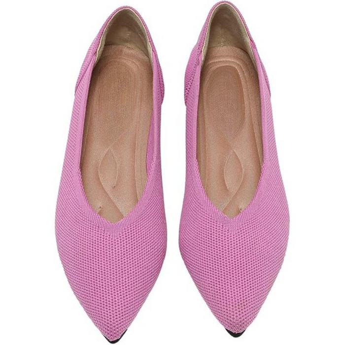 Memory Foam Insole Textured Knit Slip On Flats