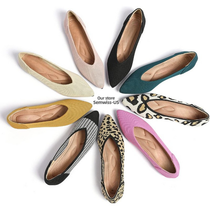 Memory Foam Insole Textured Knit Slip On Flats