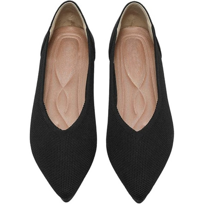 Memory Foam Insole Textured Knit Slip On Flats