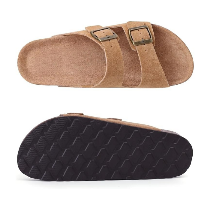 Non Slip Sole Cork Footbed Sandals With Adjustable Buckle