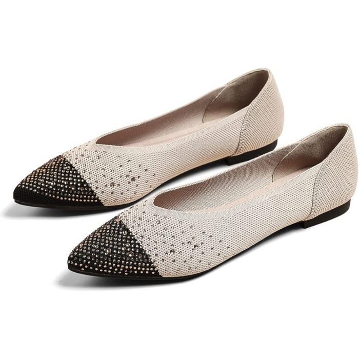 Memory Foam Insole Textured Knit Slip On Flats