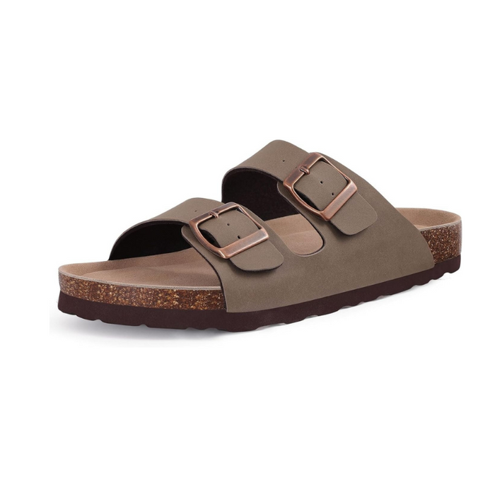 Non Slip Sole Cork Footbed Sandals With Adjustable Buckle