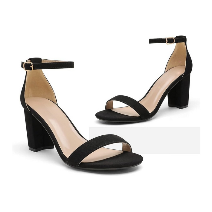Adjustable Buckle Suede Pump Chunky Sandals