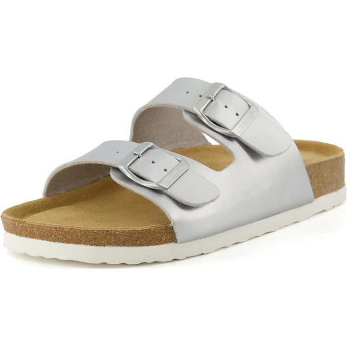 Adjustable Buckles Double Strap Cork Footbed Sandals