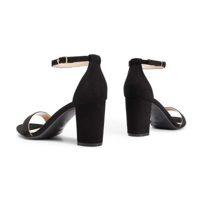Adjustable Buckle Suede Pump Chunky Sandals