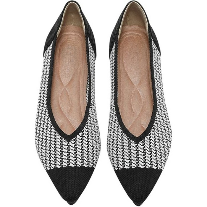 Memory Foam Insole Textured Knit Slip On Flats