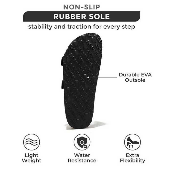 Adjustable Buckle Leather Flat Sandals With Cushioned Sole