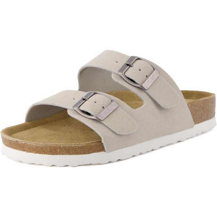 Adjustable Buckles Double Strap Cork Footbed Sandals