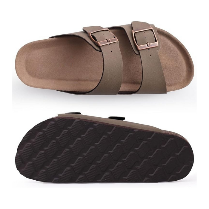 Non Slip Sole Cork Footbed Sandals With Adjustable Buckle