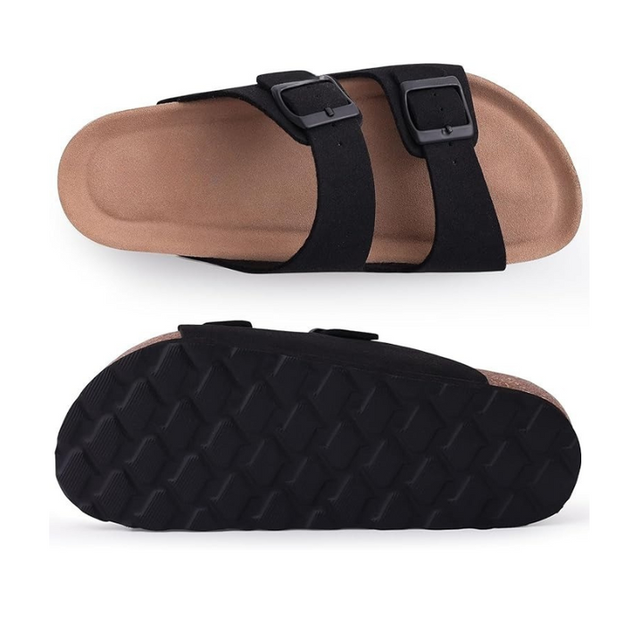 Non Slip Sole Cork Footbed Sandals With Adjustable Buckle