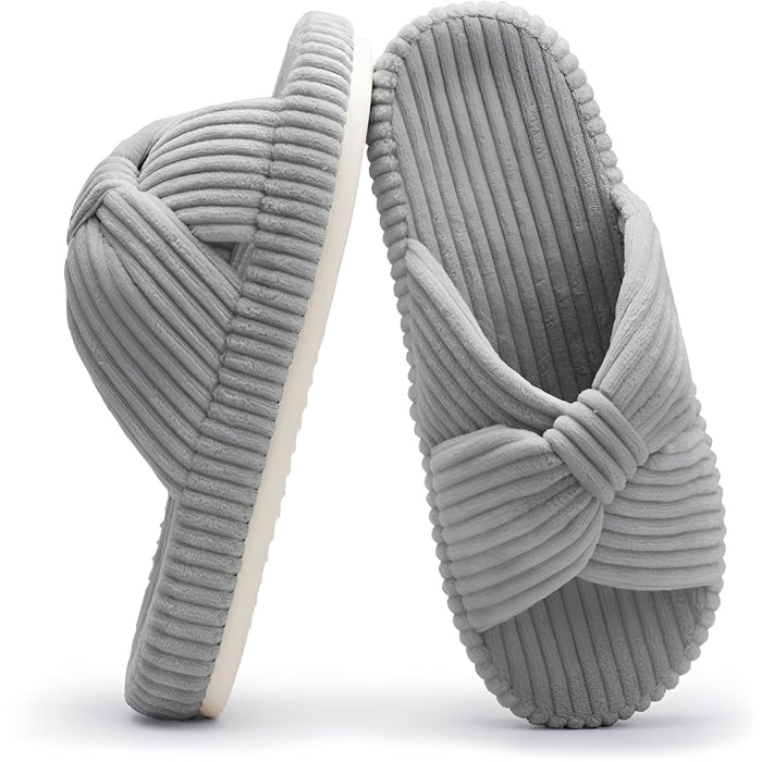 Cushioned Support Textured Corduroy Slide Slippers