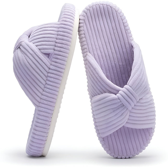 Cushioned Support Textured Corduroy Slide Slippers