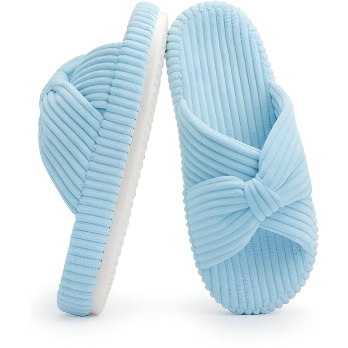 Cushioned Support Textured Corduroy Slide Slippers