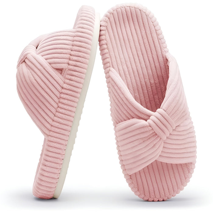 Cushioned Support Textured Corduroy Slide Slippers