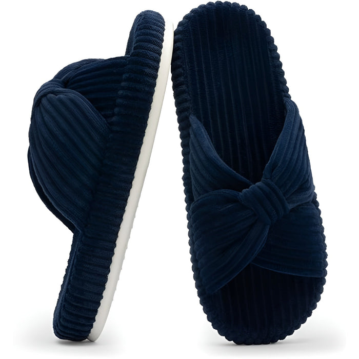 Cushioned Support Textured Corduroy Slide Slippers