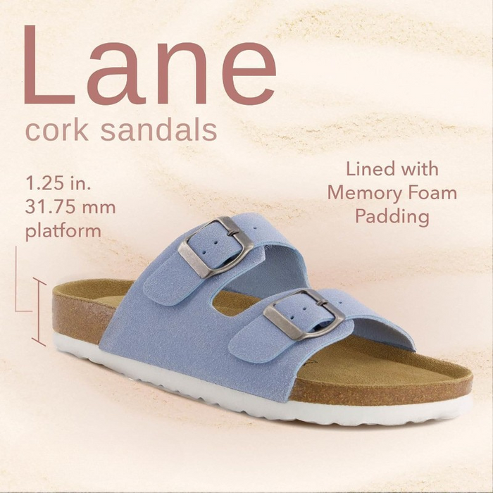 Adjustable Buckles Double Strap Cork Footbed Sandals