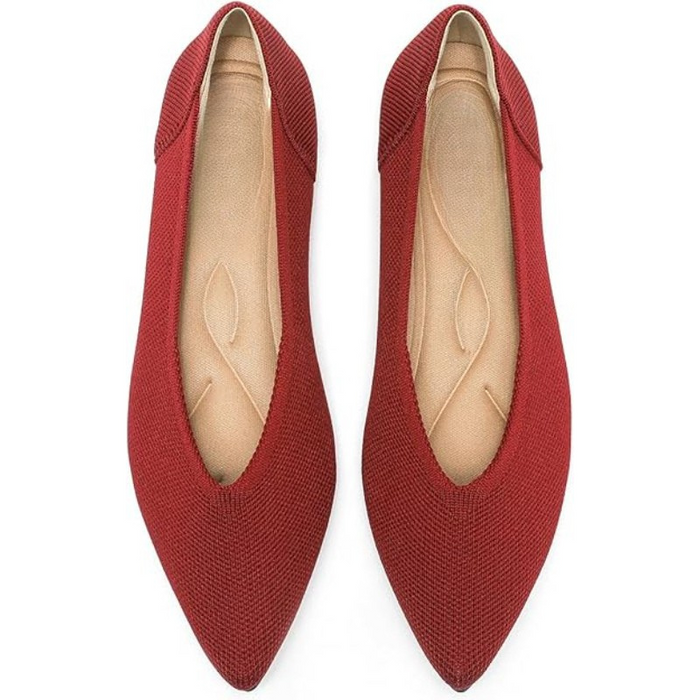 Memory Foam Insole Textured Knit Slip On Flats
