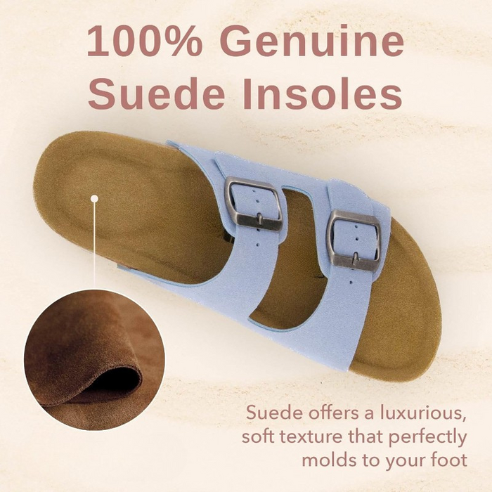 Adjustable Buckles Double Strap Cork Footbed Sandals