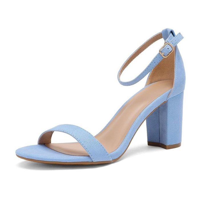 Adjustable Buckle Suede Pump Chunky Sandals