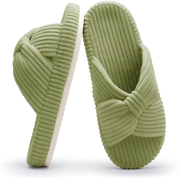 Cushioned Support Textured Corduroy Slide Slippers