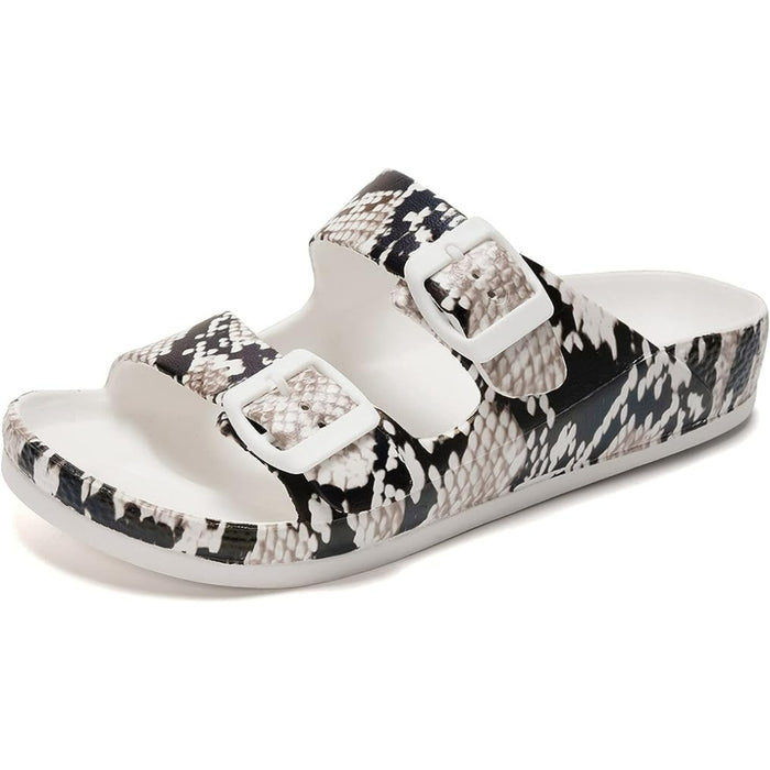 Comfy Slides With Double Buckle Pattern