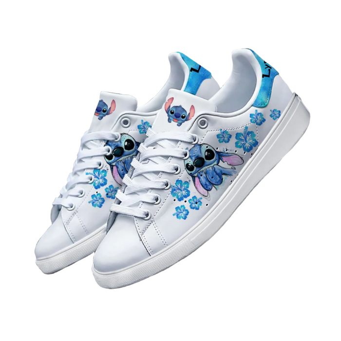 Custom Name Stitch Floral Casual Sneakers