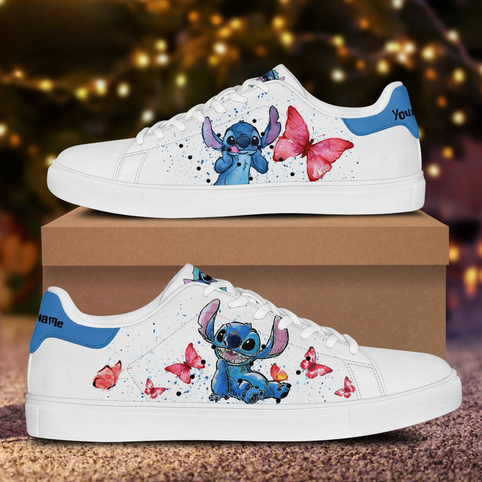 Custom Name Stitch Butterfly Pattern Sneakers