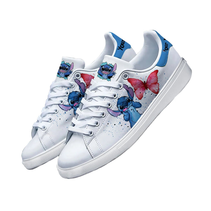 Custom Name Stitch Butterfly Pattern Sneakers