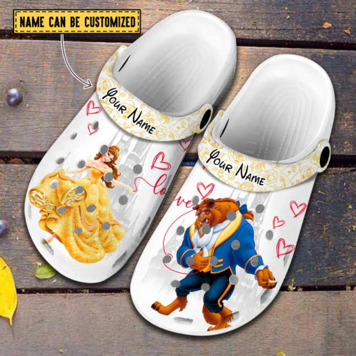 Personalized Beauty And The Beast Patterned Clogs