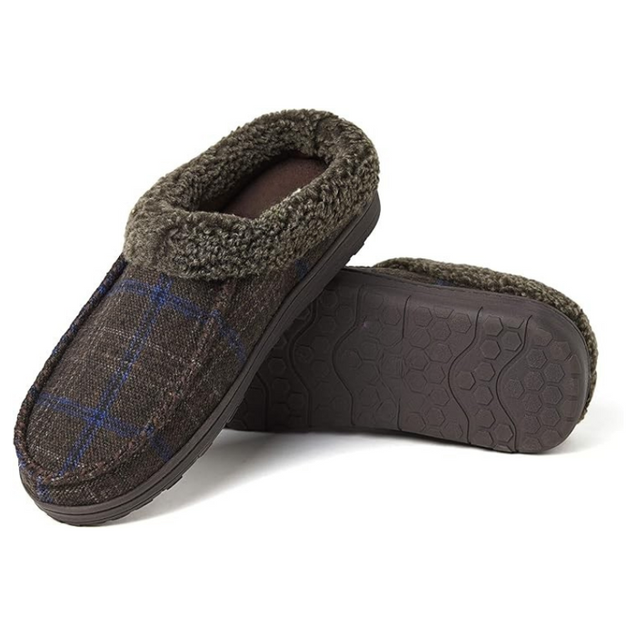 Sturdy Sole Plaid Slip On Slippers With Soft Lining