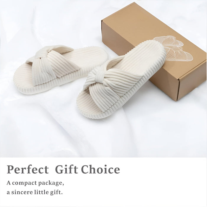 Cushioned Support Textured Corduroy Slide Slippers